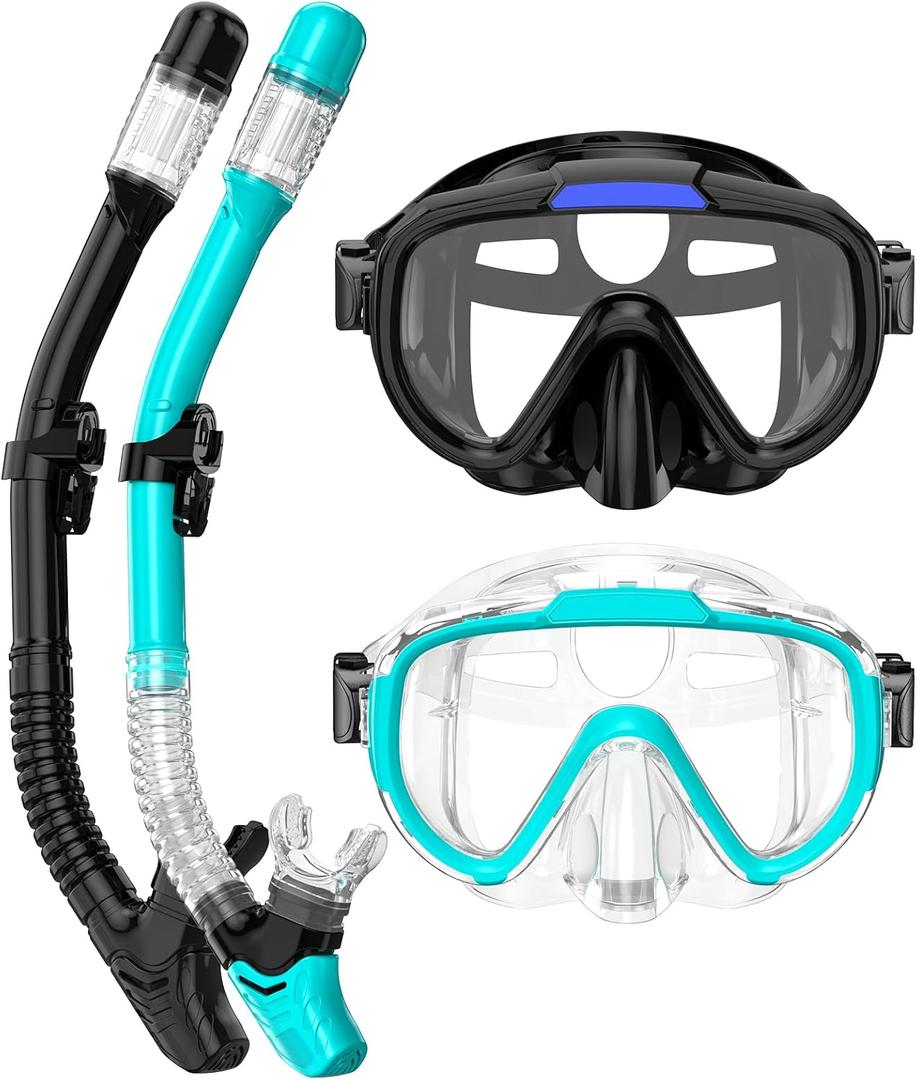 Seovediary Snorkel Set Adults Snorkeling Gear Anti-Fog Panoramic View Swim Mask Dry Top Snorkel Kit with Carry Bag for Snorkeling Scuba Diving Swimming Travel