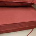 Outdoor Olefin Water-Resistant Deep Seat Cushion Set, 23''x 26''x 6'' Weather and Fade Resistant Patio Furniture Seat Cushion, Thickened Sofa Chair Pad with Straps for Lawn, Garden, Red