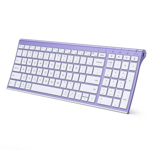 iClever Bluetooth Keyboard Quiet Typing Multi-Device USB-C Rechargeable – Slim Wireless Keyboard for Mac Windows iPad Office