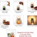 Hosley Elegant Ceramic Oil Warmers with Leaf Pattern and Speckle Design 4.5 Inches High Tealight Compatible for Aromatherapy and Home Decor Set of 3 (Cream 2)