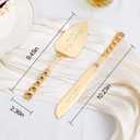 Wedding Cake Knife and Server Set, Personalized Gold Cake Cutting Set for Wedding, Engraved Classic Cake Knives Cutter Set, Pie Server, Birthday Bridal Quinceaera Gift (CUS-Bow)