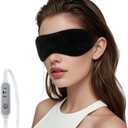 Heated Eye Mask, Graphene USB Warm Compress for Dry Eyes, Blepharitis, Stye and MGD Relief, 3 Temperature Levels with Washable Cover, Adjustable Strap (Black)