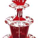 Sliner 3 Tier Halloween Bloody Cupcake Stand Party Decorations Bloodys Handprint Cupcake Holder Halloweens Bloodys Help Cake Holder Bloody Theme Dessert Stand for Horror Scary Party Supplies