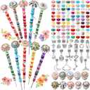 255 Pcs 14 Inch Garden Stakes Decorative Ceramic Mushroom and Pumpkin Round Beaded Garden Stakes Decor Fairy Sticks for Indoor Outdoor Yard Lawn Pathway Patio Decoration