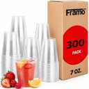 Clear Plastic Cups, 7 oz, 300 Count Disposable Drinkware, Portion for Party, Shot Tasting, Kids Juice, Water, Iced Tea, Coffee, Stackable Easy Separate, Clean Look, Handy for Mixing Paint, Value Pack