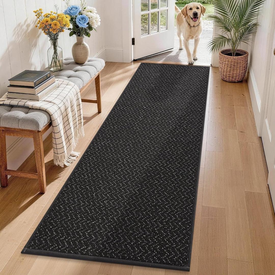 COSY HOMEER Hallway Runner Rug 2'x8' Non Slip Washable Entryway Runner Rugs Absorbent Stain Resistant Carpet Rug Runners for Hallways,Entrance and Laundry Room,Black