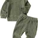 Mioglrie Toddler Baby Girl Clothes Fall Winter Sweatsuit Newborn Sweatshirt Sweat Pant Sets Outfits Infant Girls Clothing (18-24 Months, Green)