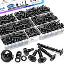 mxuteuk 230PCS #8 Self Tapping Screws,410 Stainless Steel Self Tapping Screws for Metal,1/2",5/8",3/4",1",1-1/4" Modified Truss Head Self Drilling Screw for Metal (115PCS Screw+115PCS Washers)