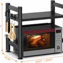 2-Tier Microwave Stand, 220lbs Rack w/Adjustable Feet & 6 Hooks