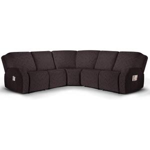 Ruaozz Sectional Sofa Covers Oversized L Shape 5 Seat Recliner Couch Covers - Washable Soft Extra Large Sectional Covers with Pockets (Chocolate)