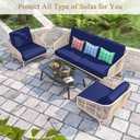 U'Artlines 8Pcs Stretch Patio Cushion Covers Replacement, Waterproof Elastic Outdoor Cushion Covers Washable Sofa Cushion Covers Slipcovers for Outdoor Furniture Backyard (Blue, Cover Only)