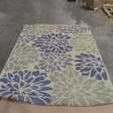 JONATHAN Y Floral Textured Weave Indoor Outdoor Area Rug 8X10 Navy/Green, Zinnia Modern for Backyard, Patio, Porch, Easy-Cleaning, High Traffic, Pet-Friendly, Non-Shedding (SMB110B-8) (7'9" x 10' (Rectangular))