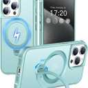 HuwaiH 360 Rotatable Magnetic Ring Stand for iPhone 15 pro max Case, Compatible with MagSafe, Military-Grade Shockproof, Anti-Scratch Matte Translucent Phone Case for iPhone 15 pro max(Lake Blue)