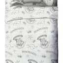 Jay Franco Kids Sheet Set with Fitted, Flat Sheets & Pillow Cover - Ultra-Soft Bedding with Pillowcase for Room Decor, Gray - Harry Potter, 4 Piece Full