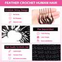 16 Inch Feather Crochet Hair for Black Women, 100Strands 180g Deep Wave Synthetic Miracle Knots Crochet Hair, Pre-Separated Knotless Braiding Hair Extensions with Invisible Micro Knots Natural Black