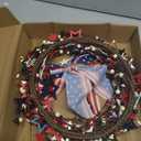 4th of July Independence Day Red White Blue Berry Wreath with Bow, ZOXILEN 20 inch American Flag Stars Wreath Patriotic Decoration, Memorial Flag Veterans Day Berry Hanging Decor