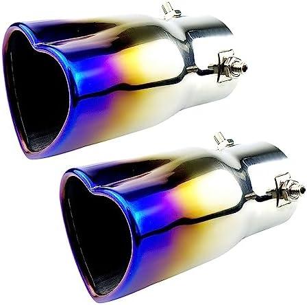Car Exhaust Tip 2.5 inch Inlet, Universal Heart Shaped Exhaust Pipe Straight Muffler Tip Modification Tail Pipe Stainless Steel Tail Throat, Adjustable Thickened Pipe