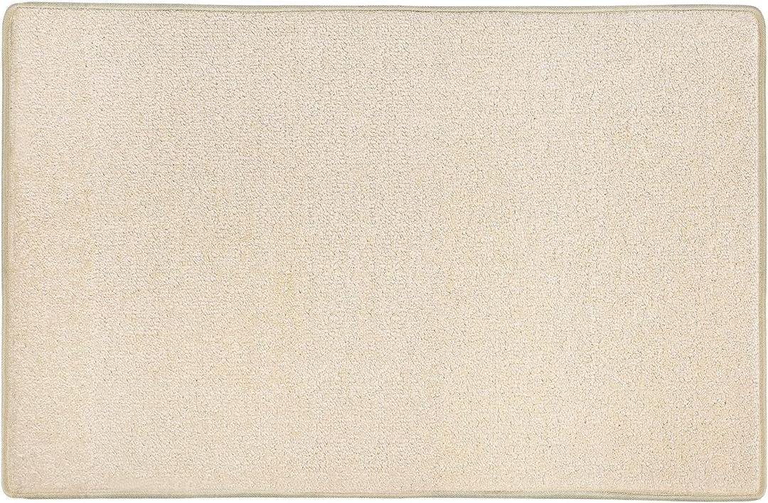 PURE ERA Carpet Stair Tread Landing Mat Tape Free Self Adhesive Non Slip Skid Resistant Indoor Doormat Area Rug Floor Mat for Kitchen Bathroom Workstations Washable 2' X 3' (Light Beige)