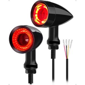 Benlari Motorcycle Bullet 48 LEDs Rear Turn Signal Light SMD Blinker Indicator Fit for Honda Yamaha Suzuki Kawasaki Harley (Black,Rear Turn Light) (Black/Red and Amber Light)