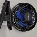 Gaiatop Portable Clip on Fan Battery Operated, Small Powerful 3 Speed Quiet 360 Rotate, USB Rechargeable Mini Personal Cooling Fan for Desk Table Home Office Stroller Camping Women Gifts Black Blue