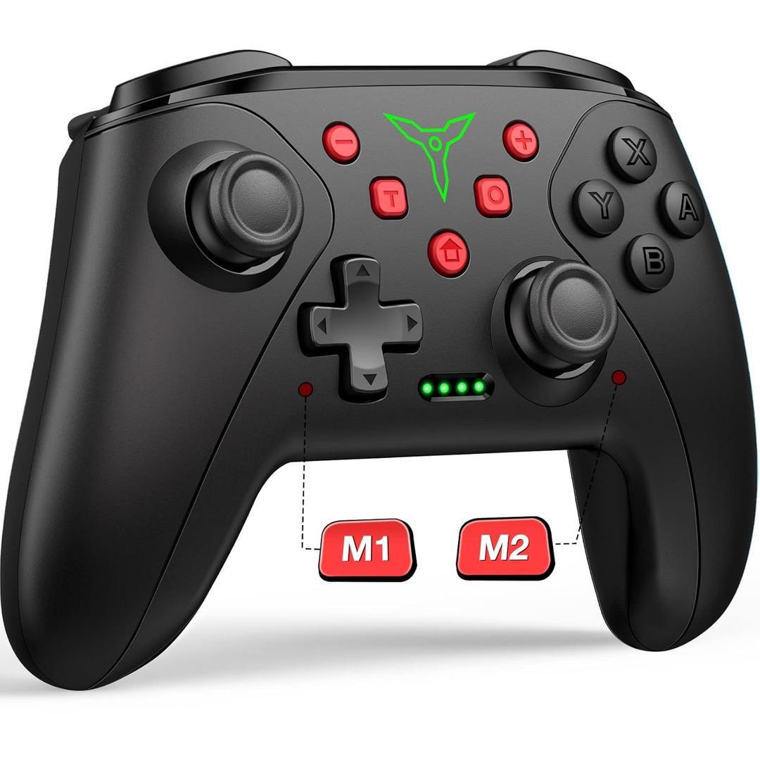 Wireless Switch Controller for Nintendo Switch/Switch 2/Lite/OLED Controller, Switch Controller with a Mouse Touch Feeling on Back Buttons, Extra Switch Pro Controller with Wake-up,Programmable, Turbo Function (Black)