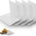 Set of 4 Invisible Floating Bookshelf, Heavy Duty Wall Mounted Book Organizer, Metal Shelves Holder for Books, Large Size (White)