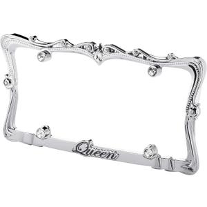 CRUISER ACCESSORIES 22630 Queen License Plate Frame, Chrome/Clear w/Fastener caps