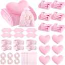 36 Pcs Sleepover Party Supplies 6 Throw Blanket 6 Spa Headband 6 Heart Pillows 6 Scrunchies 6 Sleep Eye Mask 6 Organza Bag for Spa Slumber Party Favors Supplies (Pink)