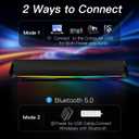 Computer Speakers for Desktop,PC Speakers Gaming Sound bar with Colorful Light,USB Speaker With Bluetooth for PCs Desktop Laptop Tablets,Wired Bluetooth Speaker for Phones(Type-C Adapter Included)