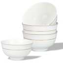 KeyChefLAB 4.5-Inch Porcelain Ceramic Bowls for Kitchen, White Serving Bowls for Soup Pasta Salad Fruit Snack Noodles Ice Cream White Rice Cereal Bowl 12 oz Dinnerware Sets (Set of 4)
