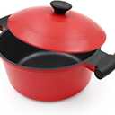 2.5 Qt Cast Aluminum Dutch Oven Pot for Stew Braise Soup Simmer and Fry, Mini Nonstick Stock Pot with Lid & Stay-Cool Handle for All Stoves Including Induction, PFOA PFOS APEO Free