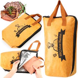 BBQ Blanket for Resting Meat, Smoker Meat Resting Blanket, Reusable Smoker Grilling Meat Insulated Resting Bag with Wide Mouth for Large Brisket/ Beef/ Pork Shoulders/ Turkeys (BBQ Blanket 17in)