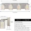 SineRise Brushed Nickel Vanity Light (4-Light, 24-Inch), (3000K/4000K/6000K, Dimmable), Eye Protection LED Bathroom Light Fixture, Modern Wall Light Over Mirror with Clear Glass Shade
