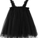 Baby Girl Tutu Dresses Sleeveless Toddler Flower Tulle Dress Princess Soft Pom Sundress (Black)