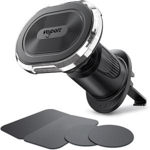 volport Magnetic Phone Mount for Car Vent: [Strong Magnet Clip Hook] Air Vent Holder for iPhone 16/15/14/13/12 Pro Max Plus Samsung S24 Ultra S24+ All Cell Phone & Tablets (Sliver)
