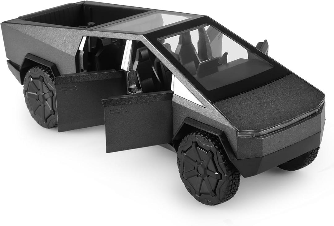 Toy Trucks Cybertruck Car Toy 1:32 Cyber Toy Trucks Gray Cybertruck Metal Diecast with Lights Sounds Effects, Fun Toy Cars Great Gifts Idea (1/32 Scale, Black)