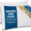 Meoflaw Adjustable Memory Foam Pillows: 2 Pack Queen Size Shredded Foam Bed Pillow for Sleeping with Removable & Washable Pillowcase for All Sleep Positions