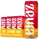 Zevia Zero Sugar Energy Drink, Mango Ginger, 12 oz Cans (12-Pack) Naturally Sweetened, Zero Calorie Sugar Free Energy - Non-GMO Project Verified, Gluten-Free, Vegan BBD 03-21-27