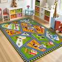 STARUIA Kids Carpet Playmat Rug, 3x5 Ultra Non-Slip Car Rug Play Mat Learn and Have Fun Educational City Road Car Carpet for Kids, Washable Car Kid Rugs for Boys Room Playroom Nursery