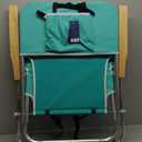 Caribbean Joe Folding Beach Chair, 4 Position Portable Backpack Foldable Camping Chair with Headrest, Cup Holder, and Wooden Armrests, 300 lb Capacity (Teal)