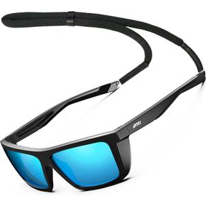 ATTCL Sports Polarized Sunglasses For Men Women Cycling Driving Fishing 100% UV Protection Sunglass (Black-black-blue/Mirrored)