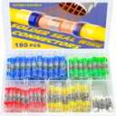 180PCS Solder Seal Wire Connectors-haisstronica Heat Shrink Solder Wire Connectors-Waterproof Butt Connectors - Insulated Electrical Connectors Butt Splice(5Colors/5Size)