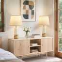 GyroVu 3 Color Temperature Adjustable Table Lamp, Ceramic Lamp Set of 2, Lamp for Nighstand, Bedside Lamps with Rotary Swtich, Nightstand Lamp for Living Room Bedroom Office, Bulbs Included-Brown