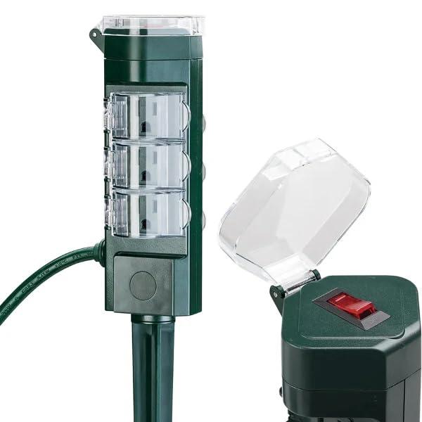 HBN Outdoor Power Strip Yard Stake 6ft Extension Cord,Outside Multiple Plug Outlet with 6 Grounded Outlets,Weatherproof Extension Cord for Halloween/Christmas Decoration Lights,ETL Listed