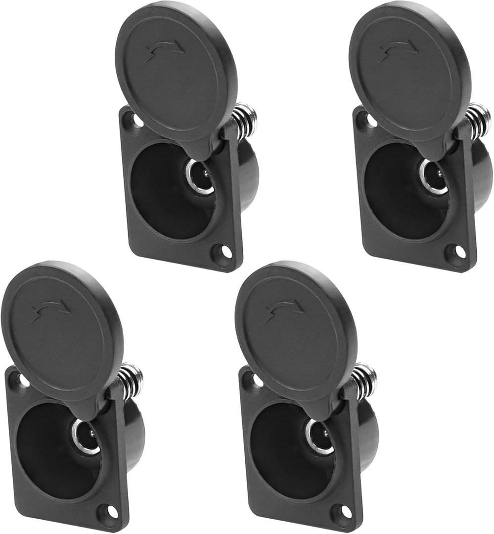 XMSJSIY 5.5 x 2.1mm DC Power Jack Socket 12 V 3A DC Female Panel Mount Connector Adapter with Waterproof Cap for Audio Video DIY -4 Pcs