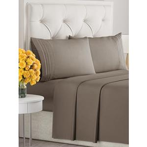 Queen Size 4 Piece Sheet Set - Ultra Soft & Cooling Bed Sheets - Fits 8 Inch to 16 inch Mattress - Wrinkle Free & Fade Resistant with Deep Pockets - Breathable, Comfy Hotel Luxury Bedding - Dark Taupe