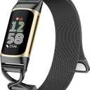 JKD X-Shape Metal Band Compatible with Fitbit Charge 6/ Charge 5 Bands for Women Men, Soft Stainless Steel Mesh Loop Strap Bracelet Wrist Band Replacement for Fitbit Charge 5/ Charge 6 Fitness Tracker (Black)