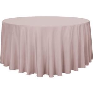 sancua Round Tablecloth - 108 Inch - Water Resistant Spill Proof Washable Polyester Table Cloth Decorative Fabric Table Cover for Dining Tables, Buffet Parties and Camping, Blush