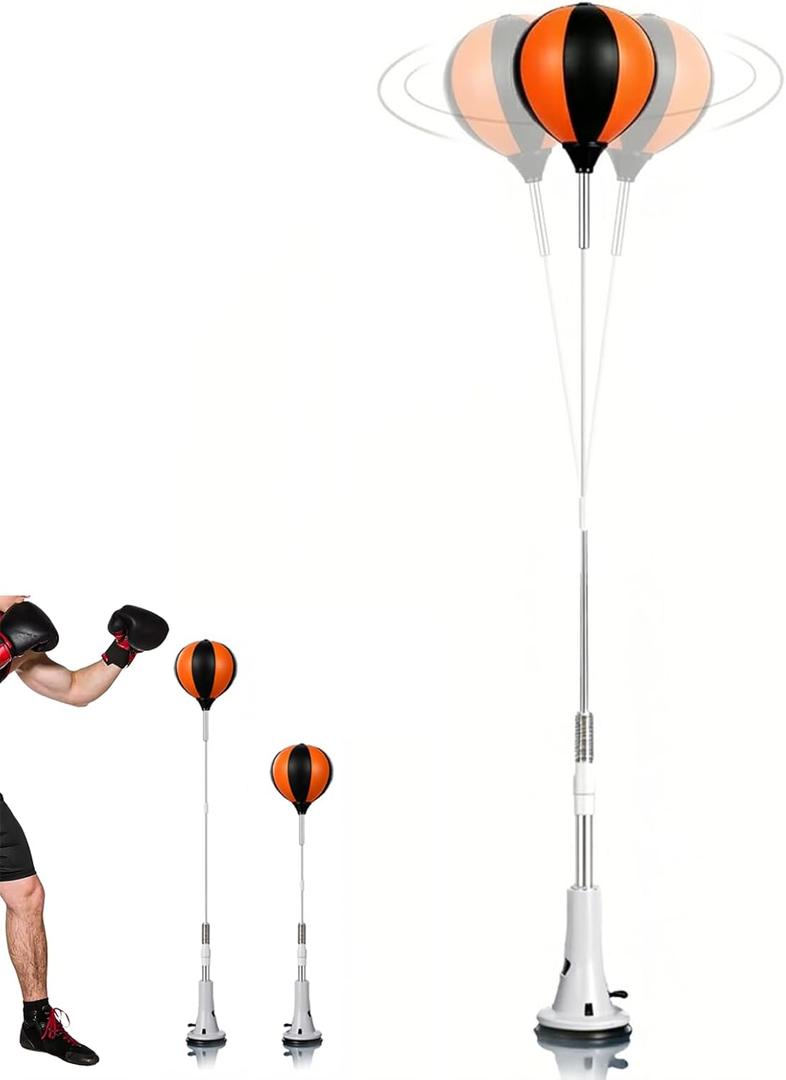 Adjustable Punching Bag with Suction Cup Base & Reflex Ball Set, Fast Bounceback Reflex Boxing Bag, Boxing Training Equipment, for Teens Adults, Speed, Agility, Stress Relief, Home Fitness Equipment