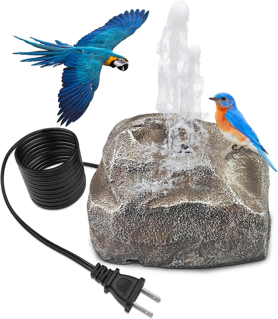 Bird Bath Fountain Bubble Fountain Outdoor Rock Water Fountain Rock with Electric Water Pump for Hummingbird Birdbath Garden Lawn Yard Patio Aquariums Fish Tank
